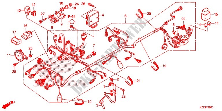 WIRE HARNESS/BATTERY for Honda CRF 250 L RED 2014