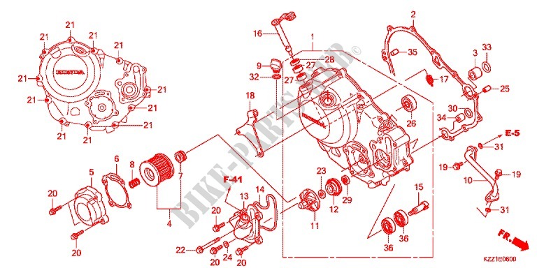 RIGHT CRANKCASE COVER for Honda CRF 250 L RED 2015