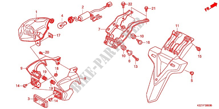 TAILLIGHT (2) for Honda CRF 250 L RED 2016