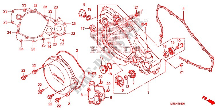 RIGHT CRANKCASE COVER   WATERP UMP for Honda CRF 450 R 2009