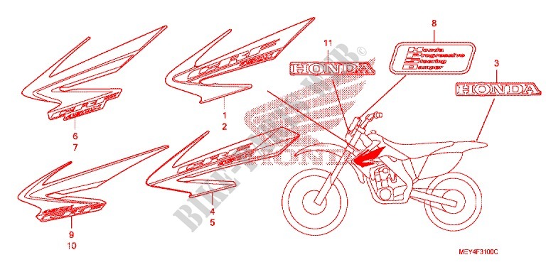 STICKERS (CRF450X'05,'06,'07,'08) for Honda CRF 450 X 2008