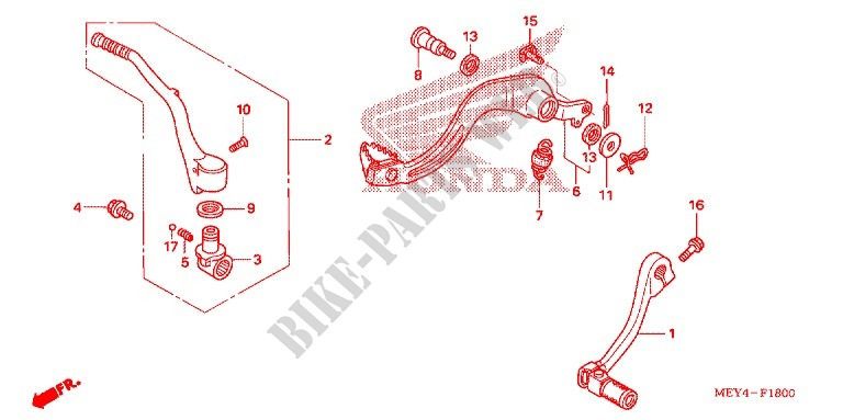 KICK STARTER ARM   BRAKE PEDAL   GEAR LEVER for Honda CRF 450 X 2011