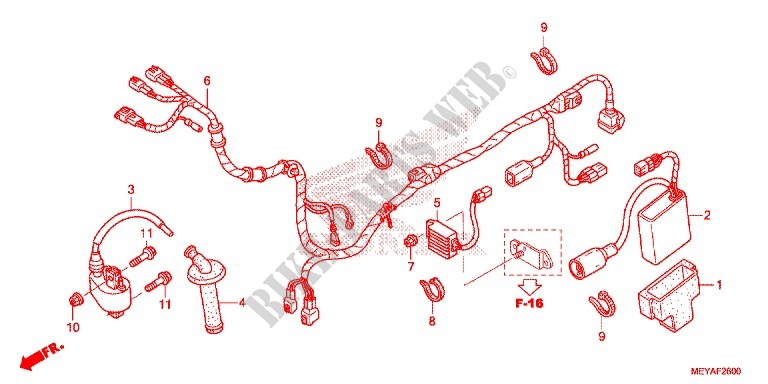 WIRE HARNESS/BATTERY for Honda CRF 450 X 2015