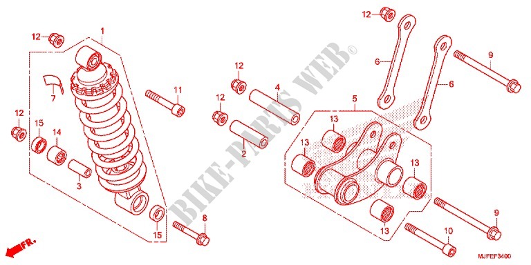 REAR SHOCK ABSORBER (2) for Honda CTX 700 N DCT ABS 2016