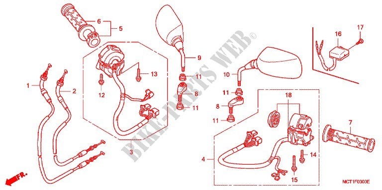 LEVER   SWITCH   CABLE (2) for Honda SILVER WING 400 2002