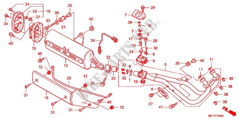 EXHAUST MUFFLER (2) for Honda SILVER WING 400 GT 2012
