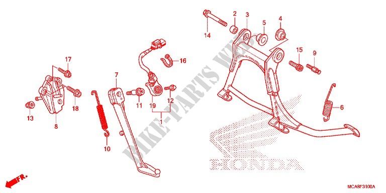 MAIN STAND   BRAKE PEDAL for Honda GL 1800 GOLD WING ABS NAVI 2012