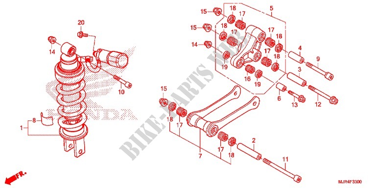 REAR SHOCK ABSORBER (2) for Honda GOLD WING 1800 F6C VALKYRIE 2014