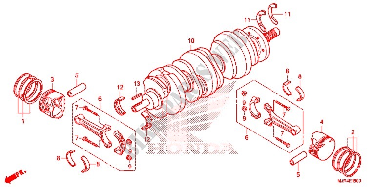 CRANKSHAFT for Honda GOLD WING 1800 F6C VALKYRIE RED 2015