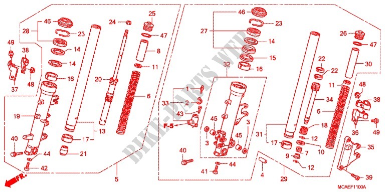 FRONT FORK for Honda GL 1800 GOLD WING ABS 2016