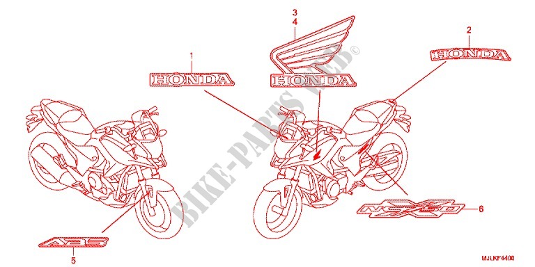 STICKERS for Honda NC 750 X ABS DCT LOWER, E Package 2014
