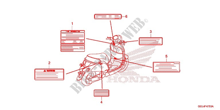 CAUTION LABEL (1) for Honda 50 METROPOLITAN 2014