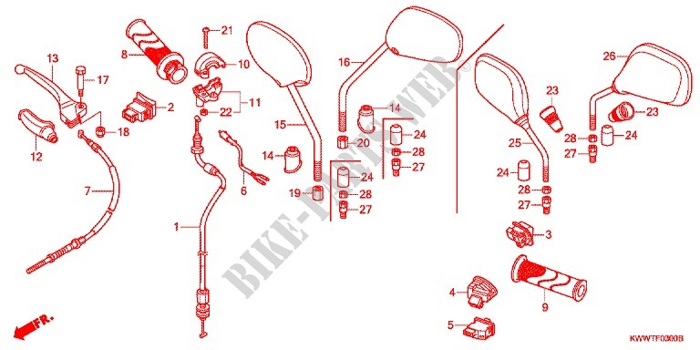 SWITCH    CABLES   LEVERS   GRIPS   MIRRORS for Honda WAVE 110 Kick start  Front brake disk 2009