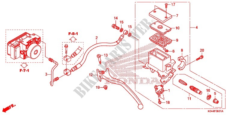 REAR BRAKE MASTER CYLINDER (NSS300A) for Honda FORZA 300 ABS 2014