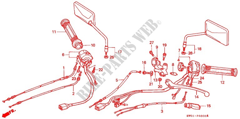 LEVER   SWITCH   CABLE (2) for Honda NT 400 BROS 1990
