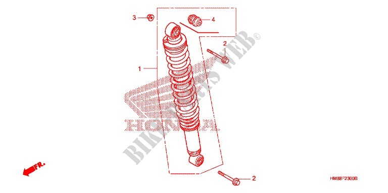 REAR SHOCK ABSORBER (2) for Honda TRX 250 FOURTRAX RECON Electric Shift 2007