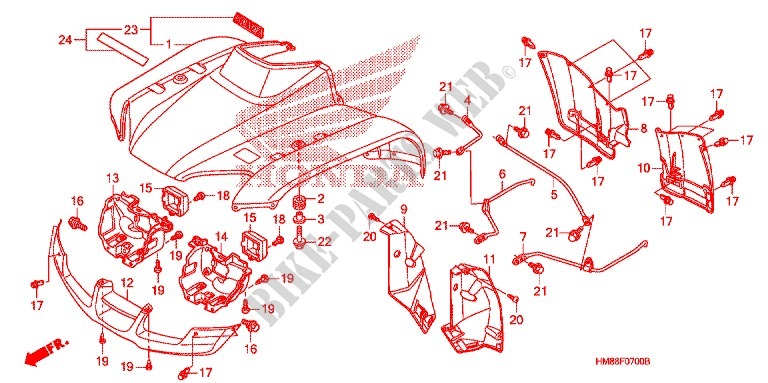 FRONT FENDER for Honda TRX 250 FOURTRAX RECON Standard 2009