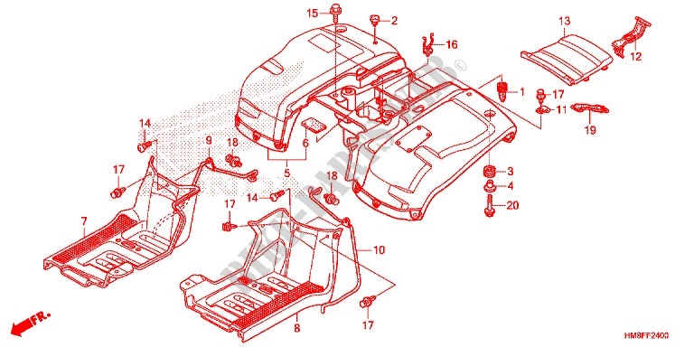 REAR FENDER for Honda TRX 250 FOURTRAX RECON Standard 2014