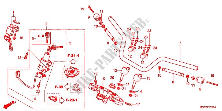 HANDLEBAR   TRIPLE CLAMP   STEERING STEM (CB1100CAD/NAD) for Honda CB 1100 EX TYPE 2 LOW HANDELBAR 2017
