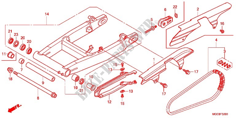SWING ARM (CB1100CAD/TA/TAD) for Honda CB 1100 EX TYPE 2 LOW HANDELBAR 2017