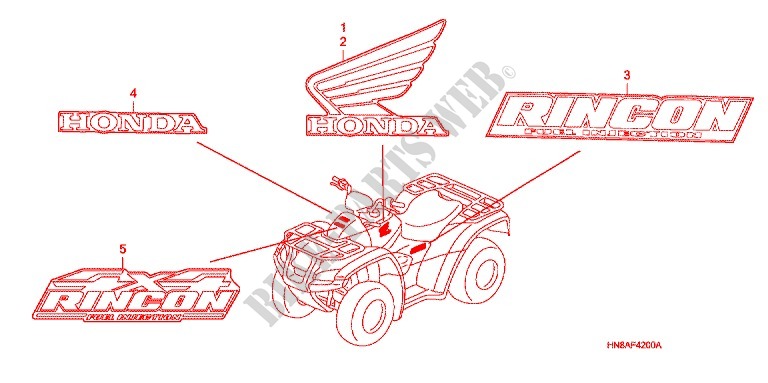 STICKERS for Honda FOURTRAX 680 RINCON 2006