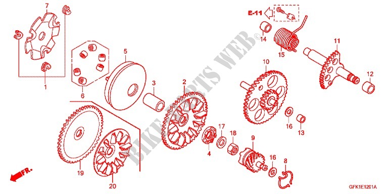 VARIATOR   KICK STARTER SPINDLE (NSC50SH8/9/B/E) for Honda 50 DIO CESTA 2011