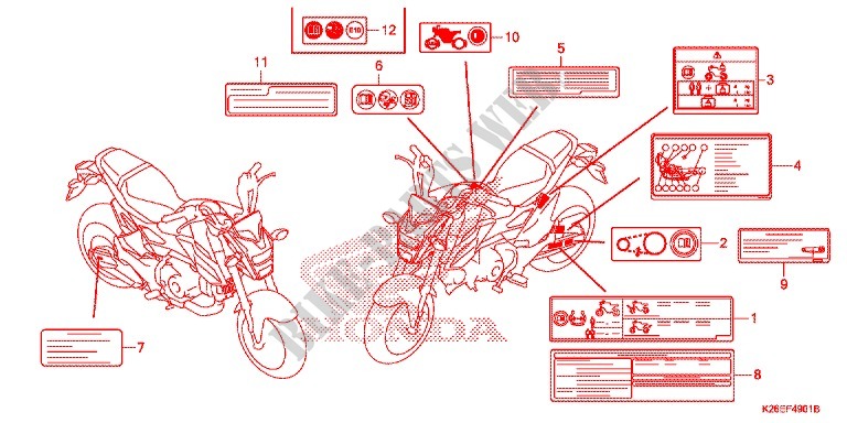 CAUTION LABEL (ED,U,V) for Honda MSX 125 2017