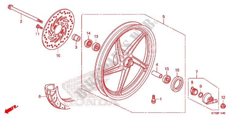 FRONT WHEEL (AFS110MCS) for Honda WAVE 110 ALPHA R, front disk, moulded wheels 2017
