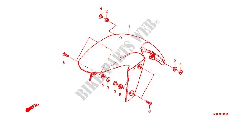 FRONT FENDER for Honda CBR 650 F ABS RED 2017