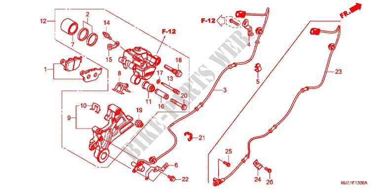 REAR BRAKE CALIPER for Honda CBR 650 F ABS RED 2017
