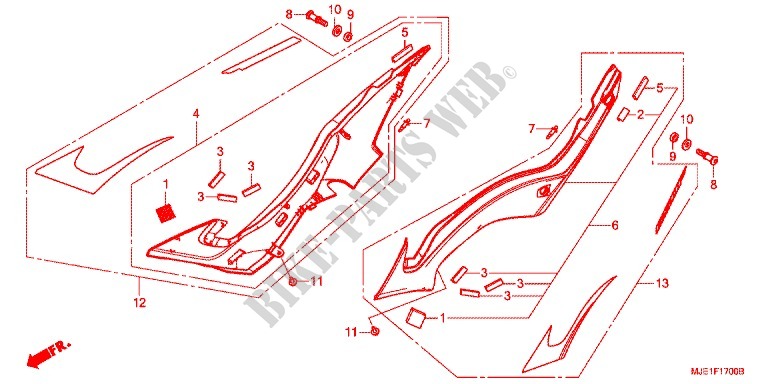 SIDE COVER   TANK COVER for Honda CBR 650 F ABS RED 2017