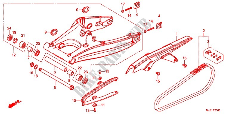 SWINGARM   CHAIN CASE for Honda CBR 650 F ABS RED 2017