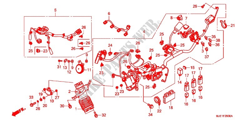 WIRE HARNESS/BATTERY for Honda CBR 650 F ABS RED 2017