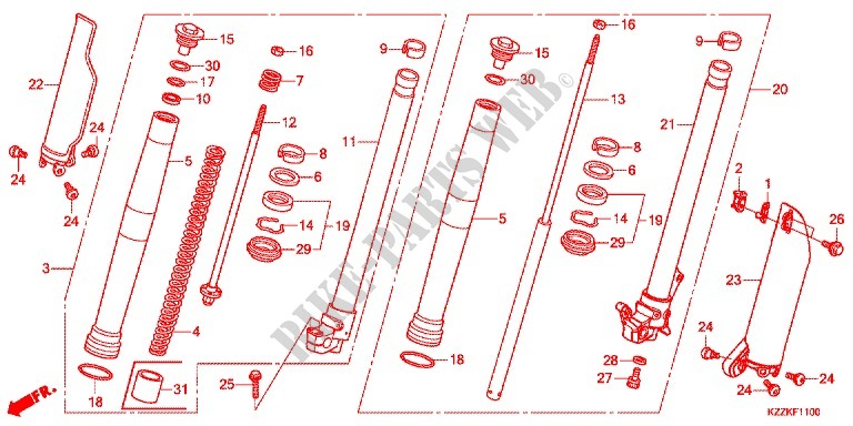 FRONT FORK for Honda CRF 250 LOWER RED 2018