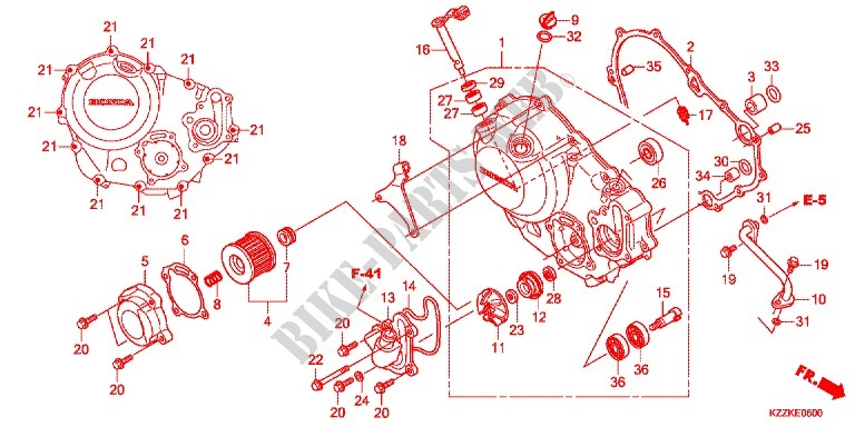RIGHT CRANKCASE COVER for Honda CRF 250 LOWER RED 2017