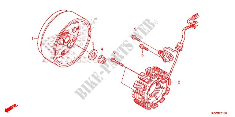 LEFT CRANKCASE COVER   ALTERNATOR (2) for Honda EX5 110 Electric start, fuel injection 2015