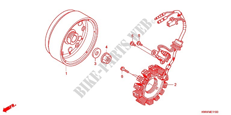 LEFT CRANKCASE COVER   ALTERNATOR (2) for Honda WAVE 110 R, Spoked wheels, Kick start 2012