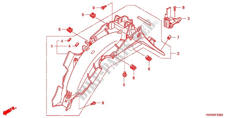 REAR FENDER for Honda WAVE 110 R, Spoked wheels, Kick start 2012