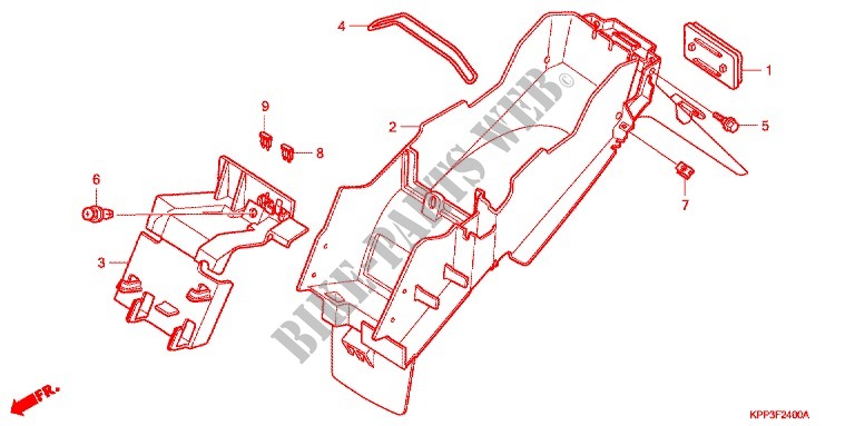REAR FENDER (CBR150R3 7) for Honda CBR 150 M ORANGE 2004