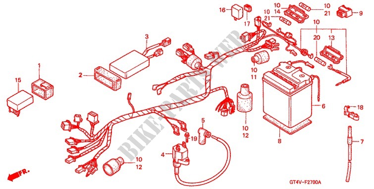 WIRE HARNESS/BATTERY for Honda NSR 50 1998