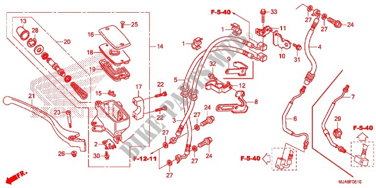 FRONT BRAKE MASTER CYLINDER (VT750CS/C2S) for Honda SHADOW VT 750 AERO C-ABS 2014