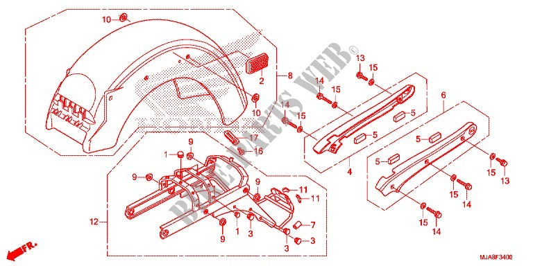 REAR FENDER (VT750C/CA/CS) for Honda SHADOW VT 750 AERO C-ABS 2014