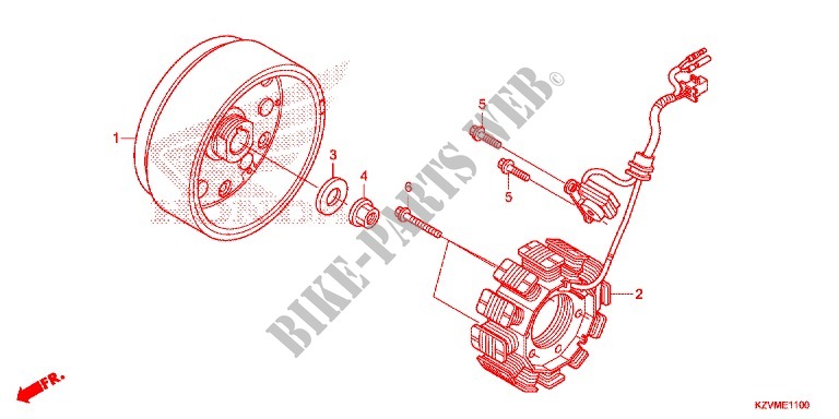 LEFT CRANKCASE COVER   ALTERNATOR (2) for Honda EX5 110 Electric start, Spoked wheels 2017