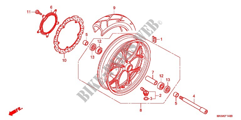 FRONT WHEEL for Honda NC 750 X ABS DCT LOWER, E Package 2017