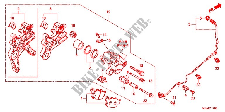 REAR BRAKE CALIPER for Honda NC 750 X ABS DCT LOWER, E Package 2017