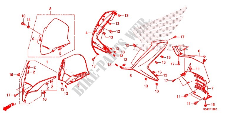 FRONT COWL   WINDSCREEN for Honda FORZA 300 ABS 2017