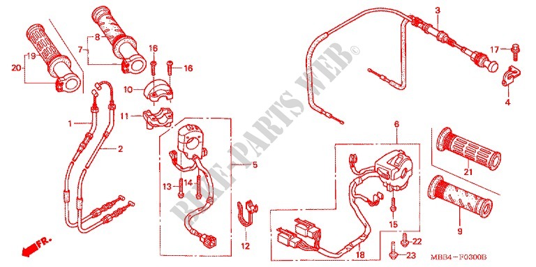 LEVER   SWITCH   CABLE (1) for Honda VTR 1000 SUPER HAWK 2002