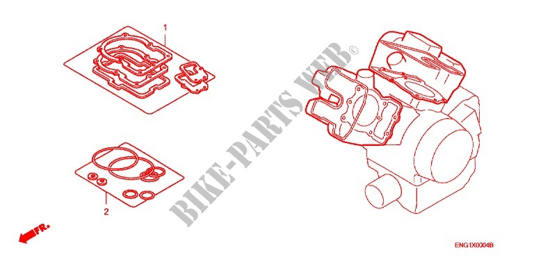 GASKET KIT for Honda VTX 1800 C Black crankcase, Chromed handlebar risers 2006