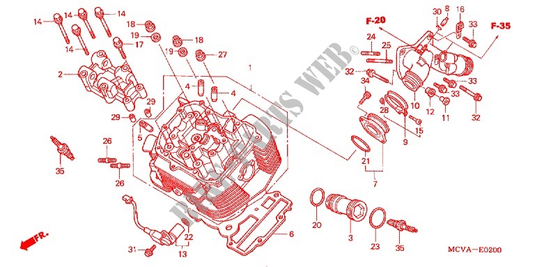 FRONT CYLINDER HEAD for Honda VTX 1800 R Black crankcase, Chromed forks cover, Radiato chrome side cover 2004