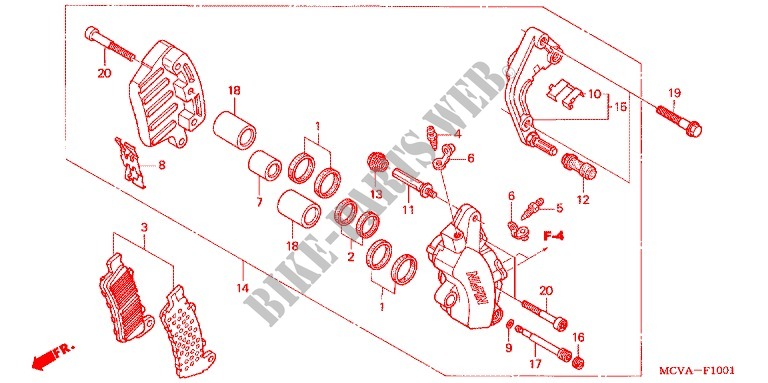LEFT FRONT BRAKE CALIPER for Honda VTX 1800 S1 Silver crankcase 2005